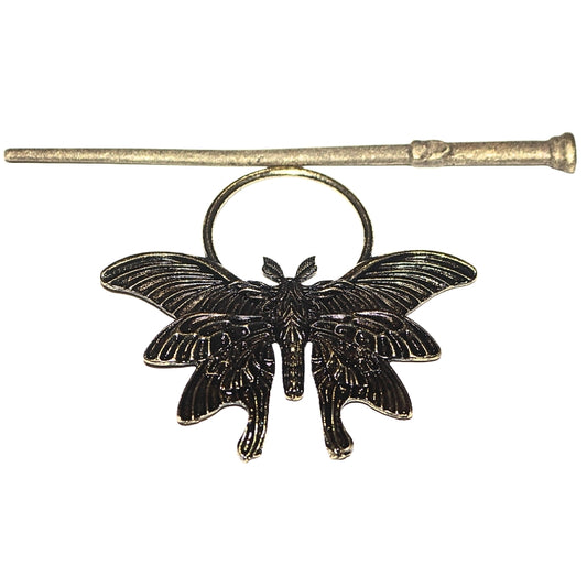 Gold coloured lunar moth hair pin