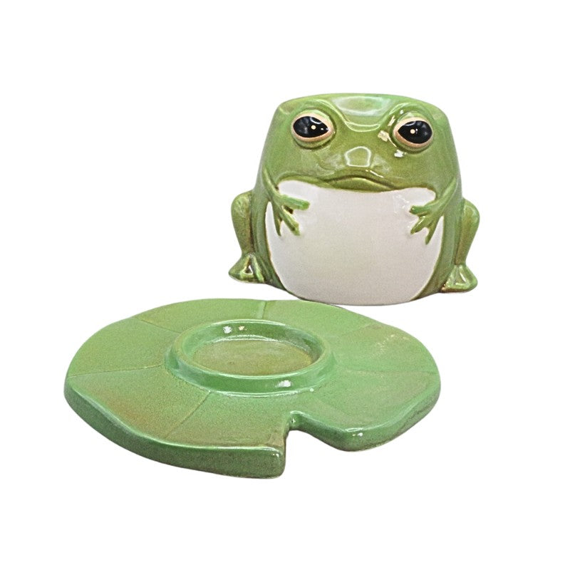 ceramic frog oil burner and a lily pad