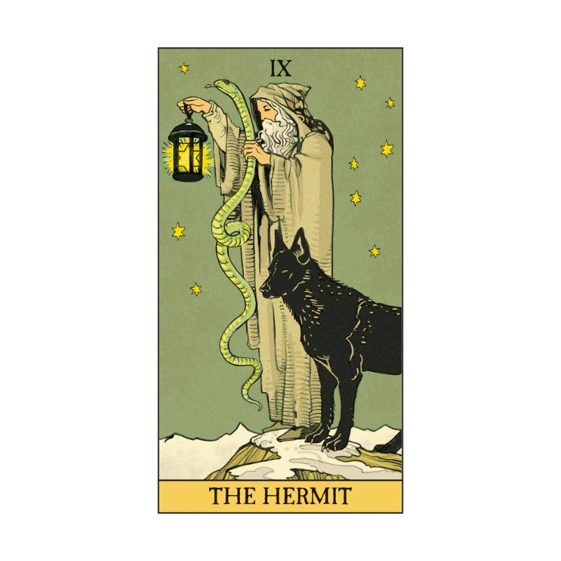 hermit tarot card in white background