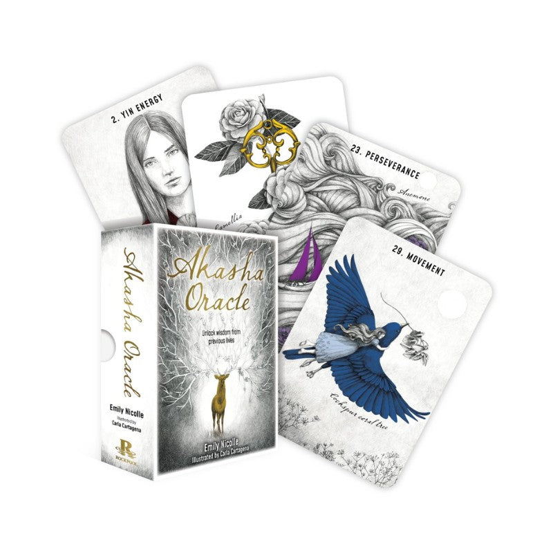 Akasha Oracle card set with cards and box on a white background