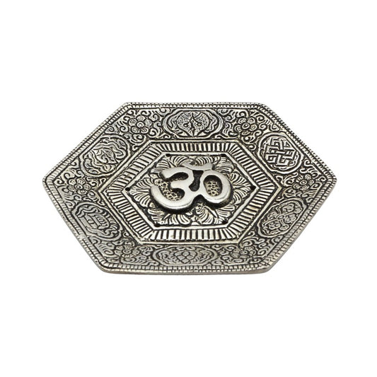 Om symbol hexagonal aluminium incense burner