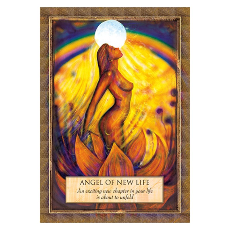card from the Angels Gods & Goddesses Oracle Deck featuring a naked woman rising from a flower