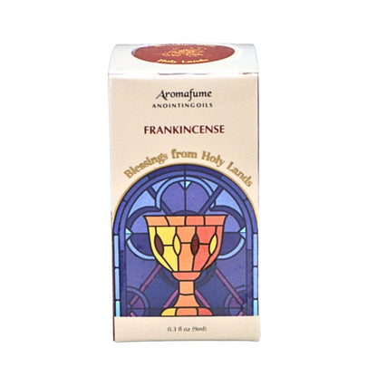 Packaging box for anointing oil with colourful label