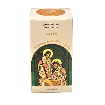 Packaging box for anointing oil with colourful label
