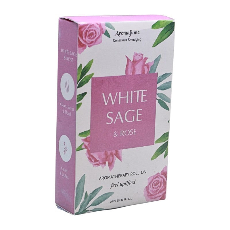 Packaging box with a white, pink and green floral label 

