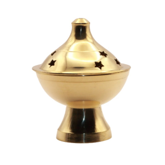Brass Incense Burner On Stand For Charcoal & Resin