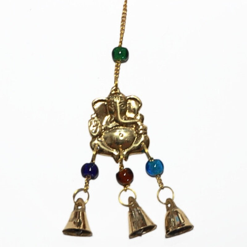 brass bells with ganesh and coloured beads