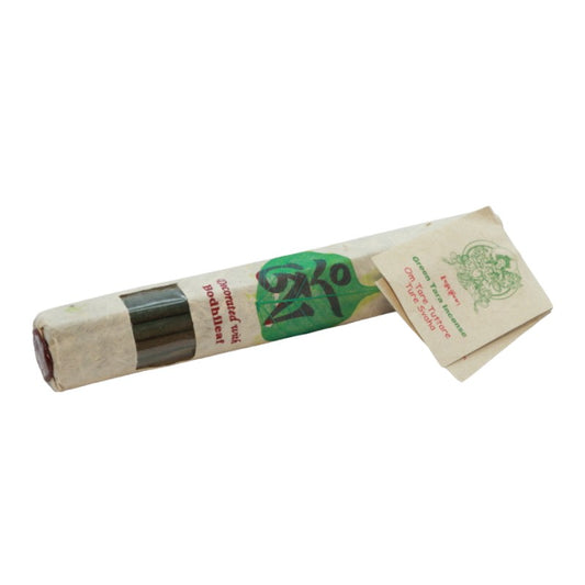 pack of handmade tibetan incense  decorated with a coloured bodhi leaf 