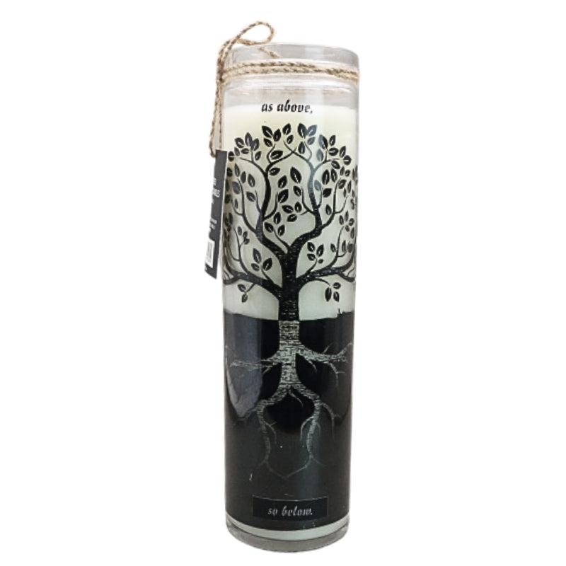 Tree Of Life Black & White Manifestation Candle "As Above, So Below"