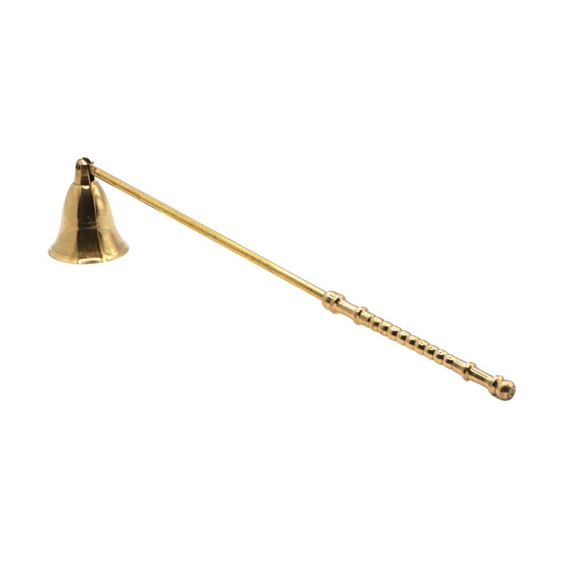 Gold candle snuffer on a white background