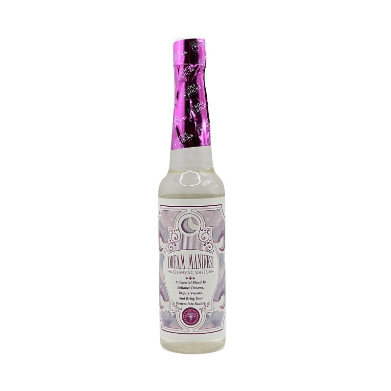 Bottle with a purple cap and label on a white background