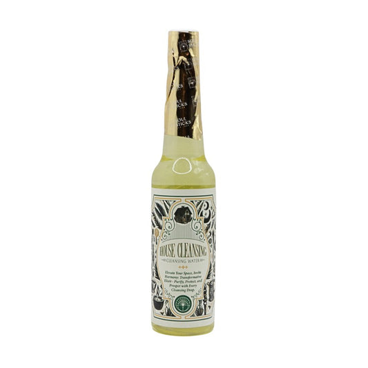 bottle of house cleansing water on a white background