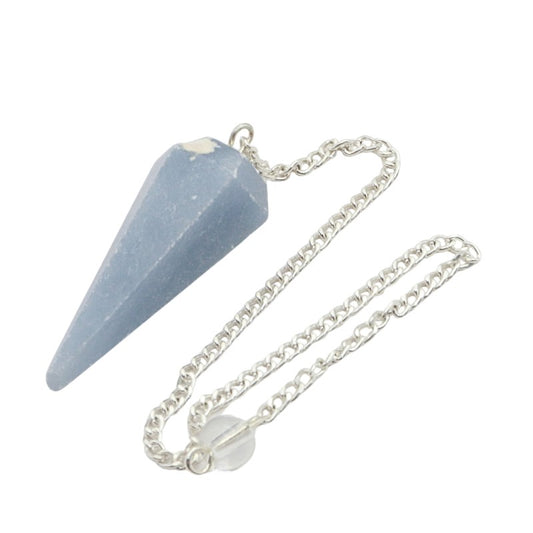 Angelite pendulum on a silver coloured chain