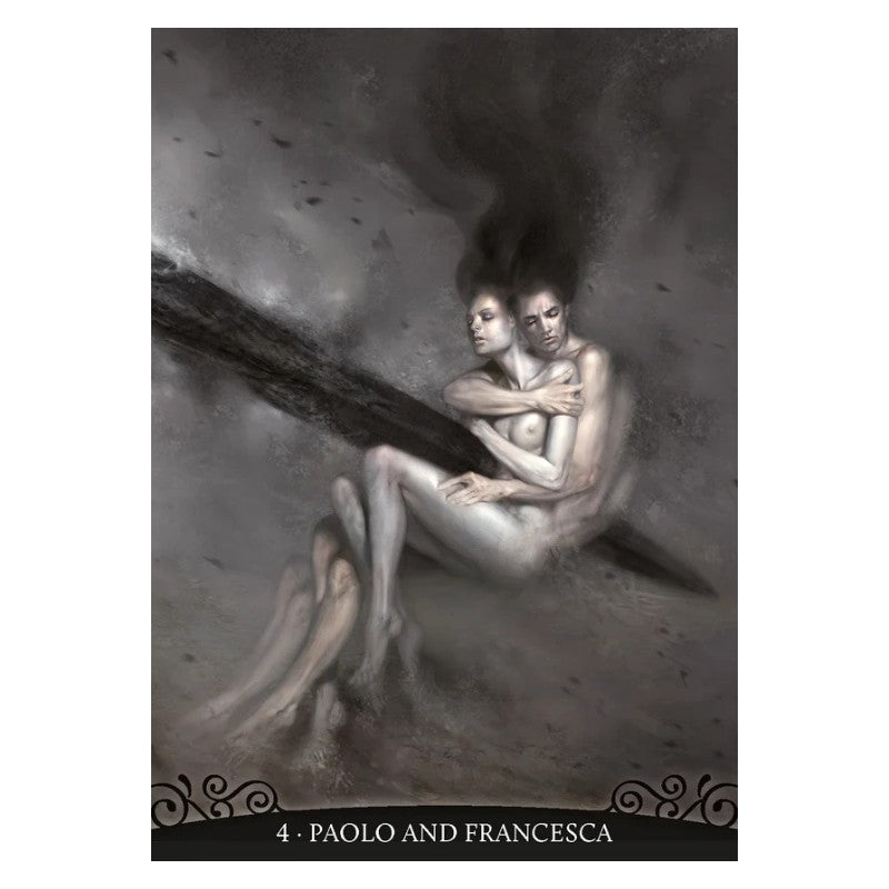 Dante's inferno oracle card showing two lovers