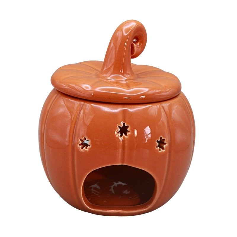 orange ceramic pumpkin on a white background