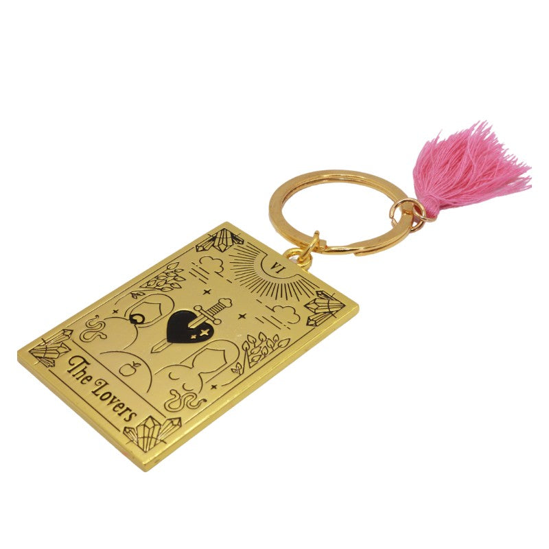 "the lovers"  gold tarot inspired keyring