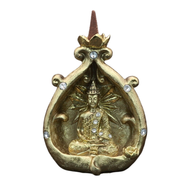 gold buddha backflow incense cone burner