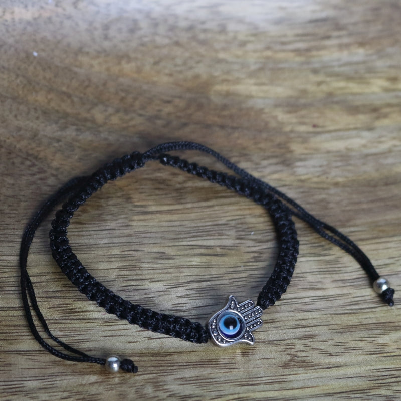 Handmade Turkish Lucky Evil Eye Bracelet black hamsa-Evil Eye Protection Amulet