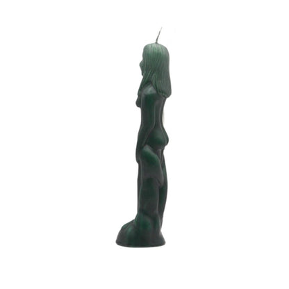 Green candle in the  shape of a naked female
