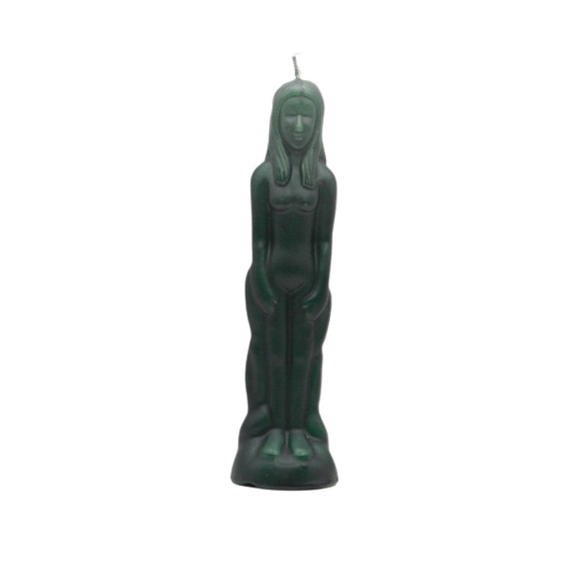 Green candle in the  shape of a naked female