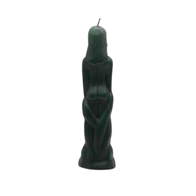 Green candle in the  shape of a naked female