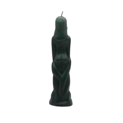 Green candle in the  shape of a naked female