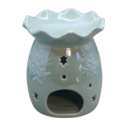  blue snowflake oil burner with cut out stars and snowflake design