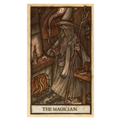 magician card from the lord of the rings tarot featuring gandalf