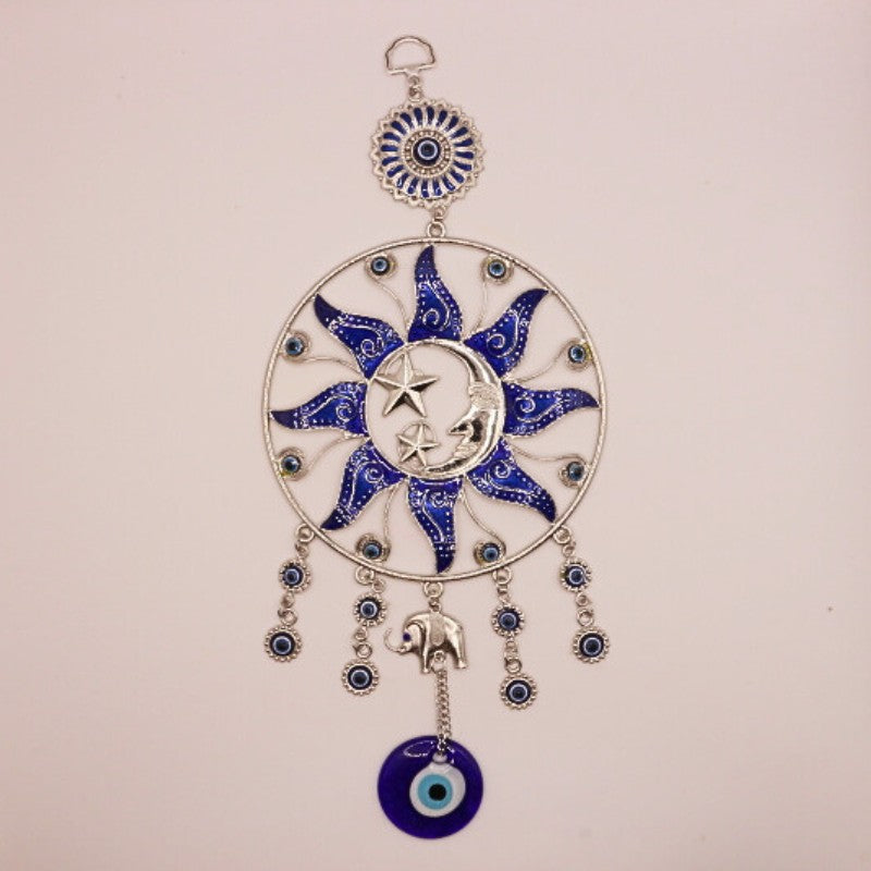 Evil Eye Hanging Metal Ornament- Sun, Moon & Star Large