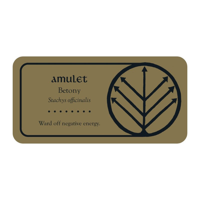 card with Betony symbol and text on a beige background