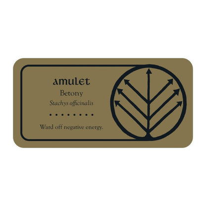 card with Betony symbol and text on a beige background