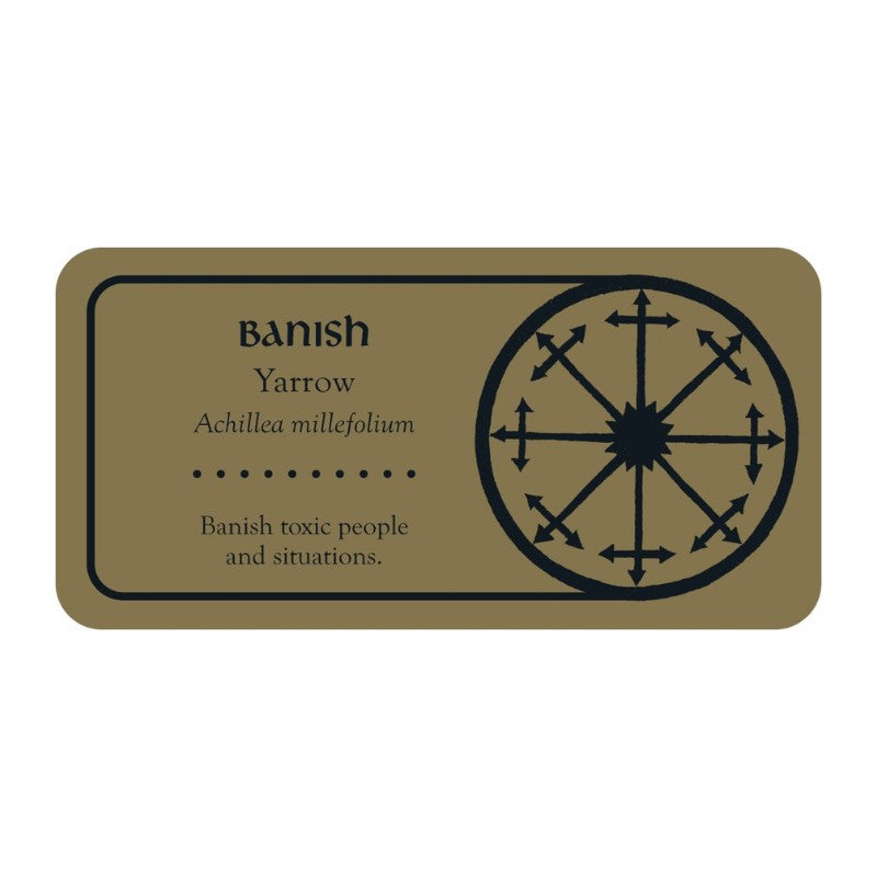 Card with 'Banish' symbol and text on a beige background