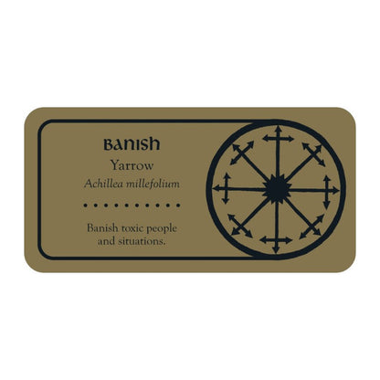 Card with 'Banish' symbol and text on a beige background