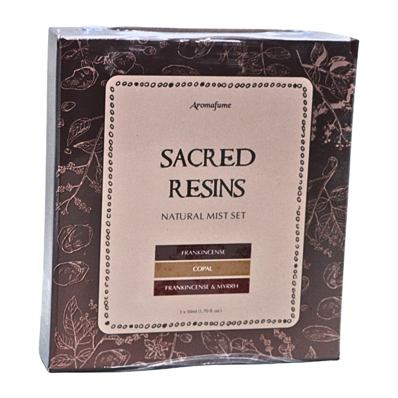 Sacred Resin Natural Mist Set Box with a burgundy and cream label