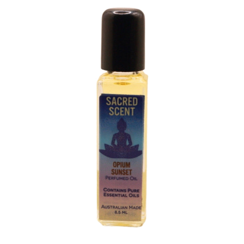 Rectangular glass bottle of Sacred Scents Perfume Oil 