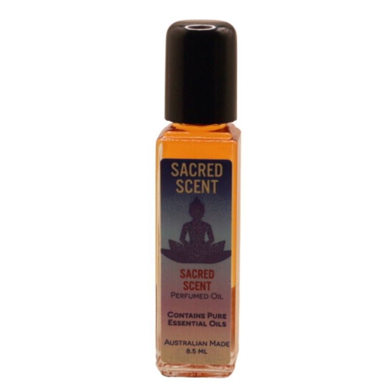 Rectangular glass bottle of Sacred Scents Perfume Oil 