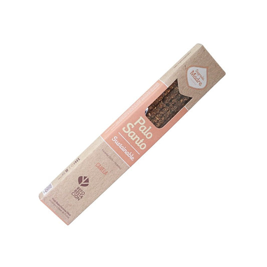 box of palo santo and cinnamon incense on white background