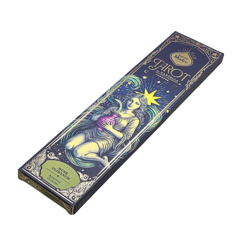 Tarot card box with astrological design on a white background