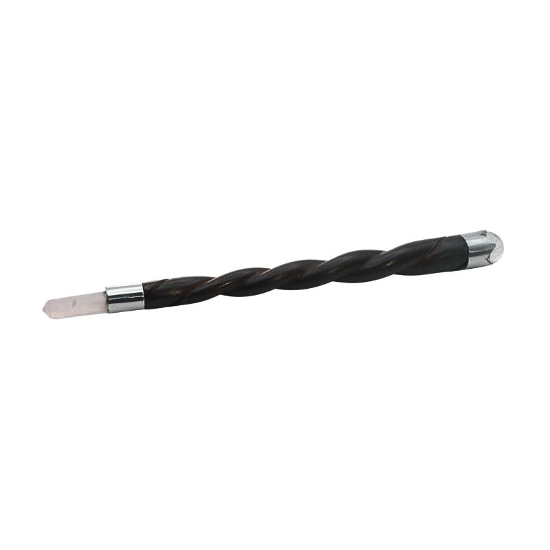 Spiral Rosewood Wooden Wand with Rose Quartz Tip