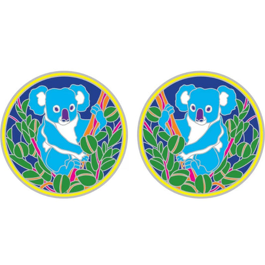 2 sunlight window stickers showing a koala in a tree