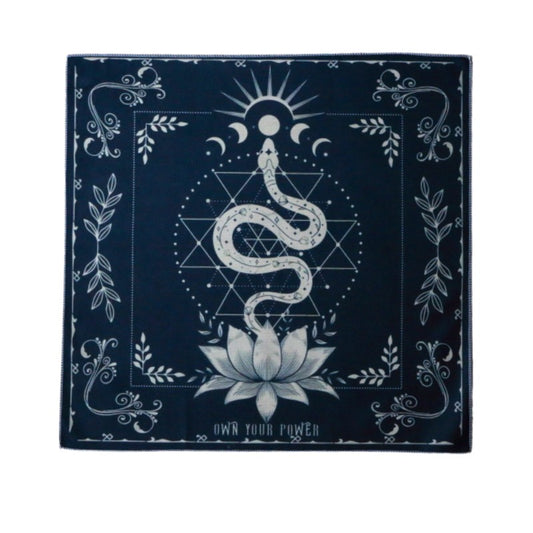 tarot cloth with snake and lotus design