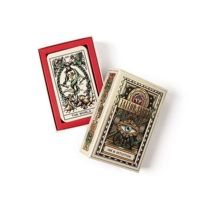 Tattoo Tarot  Card Deck showing inside of box