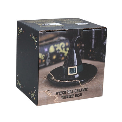 packaging showing a Black ceramic witches hat on a white background