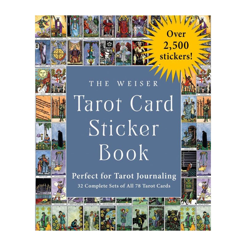 Tarot Card Sticker Book by Weiser with a collage of tarot card images on a white background.