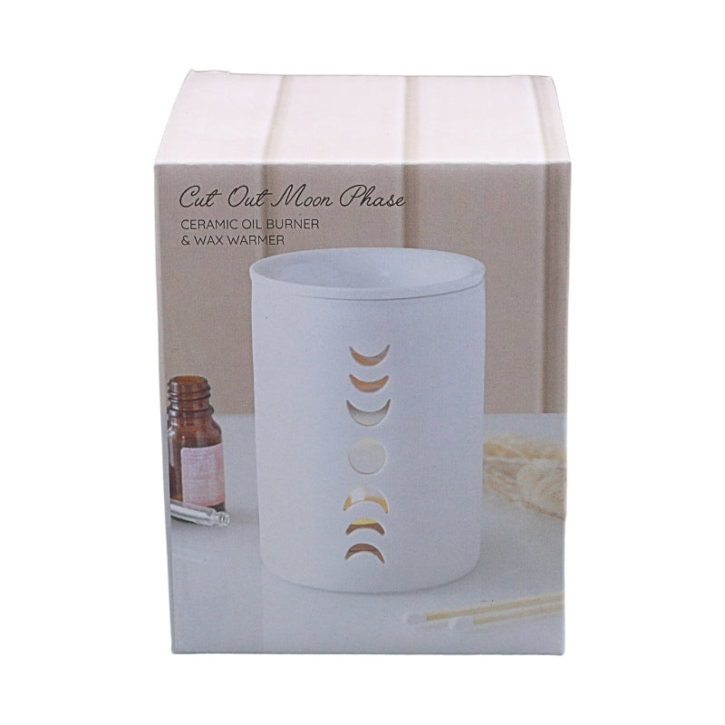 White Moon Phase Cut Out Oil Burner and Wax Warmer
