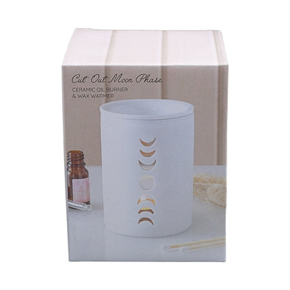 White Moon Phase Cut Out Oil Burner and Wax Warmer