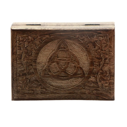 Carved Triquetra Wooden Tarot Box