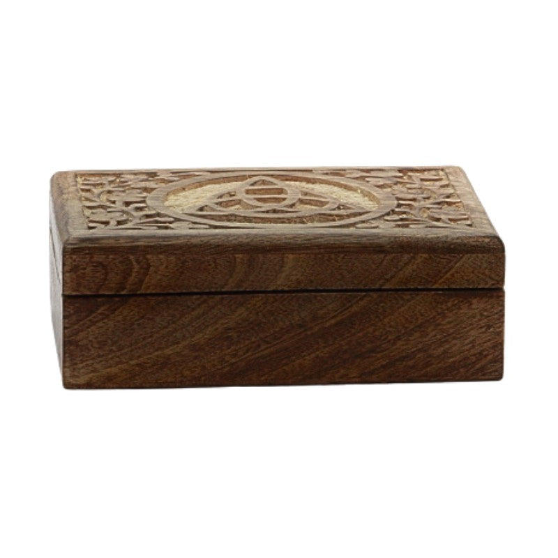 Carved Triquetra Wooden Tarot Box