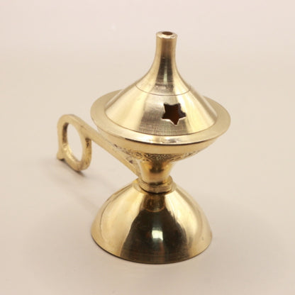 Brass Incense Cone Burner On Stand With Handle