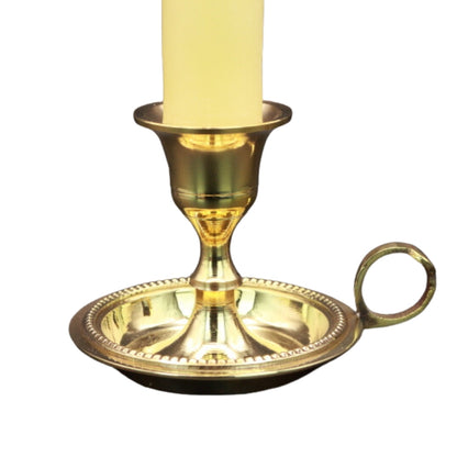 Brass Chamberstick Taper Candle Holder With Handle